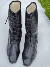 CHAUSSURES BOTTINES cuir noir  Femme ANNEES 70  VINTAGE bel état ....