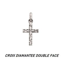 Dolly-Bijoux Pendentif CROIX DIAMANTEE DOUBLE FACE 0.4Gr 17mm d'Or Massif 18K
