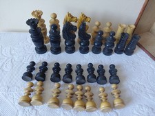 ♟️ Ancien jeu d’échecs – pièces en bois tourné – hauteur roi 10,6 cm