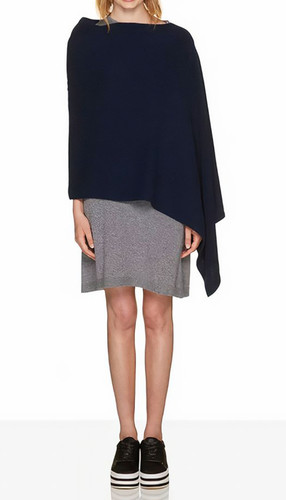 Poncho benetton laine bleu - poncho,