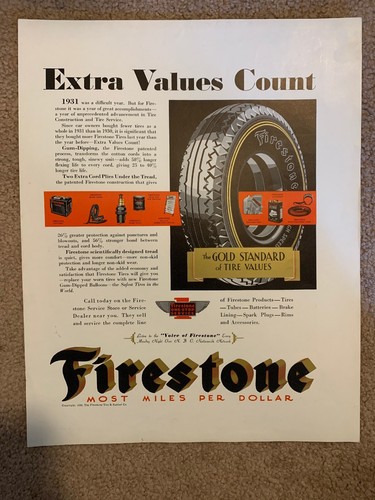 Vintage firestone tire print - vintage,
