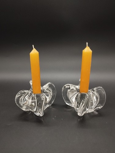 Paire bougeoirs verre - de, en