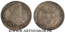 LOUIS XIV (1643-1715) - QUART D'ÉCU À LA MÈCHE COURTE, 1645 A PARIS