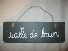 PLAQUE PANNEAU DE PORTE "SALLE DE BAIN" en ARDOISE 30x10 Déco Maison Appartement