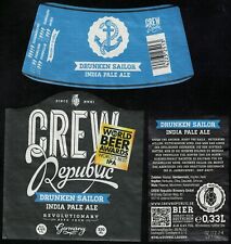 Allemagne Lot 3 Etiquettes Bière Crew Republic Drunken Sailor India Pale Ale