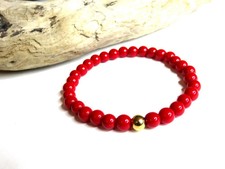 Bracelet perles de jade "mashan"rouge acier inoxydable