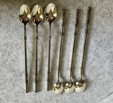 6 Cuillères En Métal Argenté à Cocktail ou à Mazagran. Vintage Art de la table