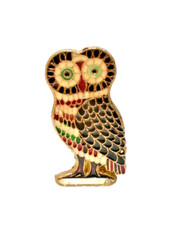 Chouette en laiton émaillé