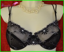 Soutien Gorge MIRIALE Couleur Noir Fleur Blanche Taille 90B  AA6