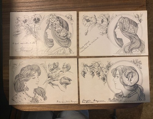 Cpa art nouveau broderie - 8, cpa.art