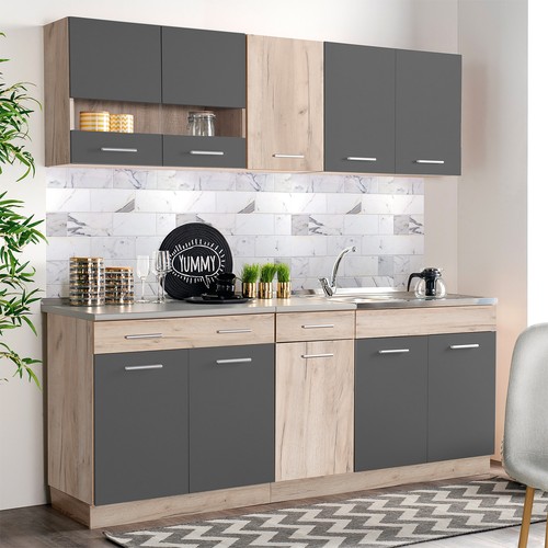 Cuisine équipée bois gris - en,