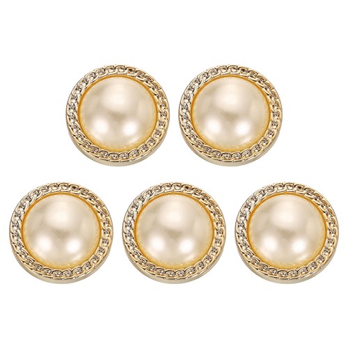 5pcs boutons faux nacre - faux, dorés