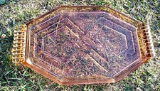 Plateau octogonal verre rose
