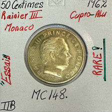 MONACO - 50 CENTIMES 1962 (Rainier III) Monnaie en Cupro-Alu // ESSAI