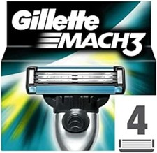 Pack 4 Lames GILLETTE MACH3 Recharges de Rasoir Rasage Mach 3 Original VINTAGE
