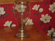 Très grande lampe porte-bougie Hurrican verre avec finition étain contemporaine