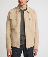 Veste camionneur en cuir beige