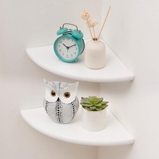 Lot de 2 étagères dangle blanches, à suspendre, en chêne massif, extrémités r...