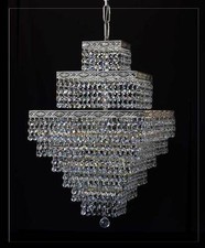 Lustre Carré Oriental En Cristal Véritable Argent Antique