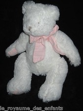 Doudou Ours blanc noeud rose