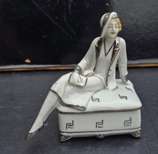 BOITE POUDRIER PORCELAINE ART