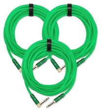 3x Set de Cable Instruments Guitare Amplificateur Connecteur Jack 6,35mm Vert 6m
