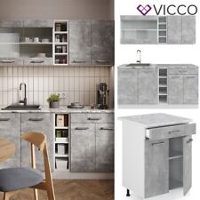 Kitchenette Bloc cuisine Cuisine intégrée R-Line blanc béton Vicco
