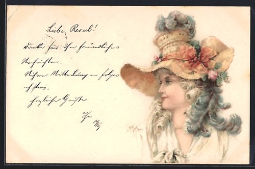 Lithographie jeune femme - , au