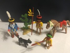 PLAYMOBIL 3396  indiens famille indienne cheval cactus chien western vintage