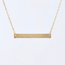 Large Hammered Horizontal Gold Bar Necklace also in Rose Gold Fill and Silver