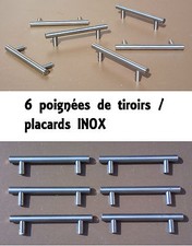 6 poignées tiroirs placards portes INOX drawer handles cupboard door STAINLESS