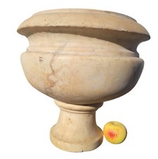 Vasque Sur Pied En Marbre Blanc, XIXème Siècle