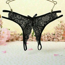 Femmes Mince Maille Transparent Bikini Slips Sexy Culotte Entrejambe Ouvert Sous