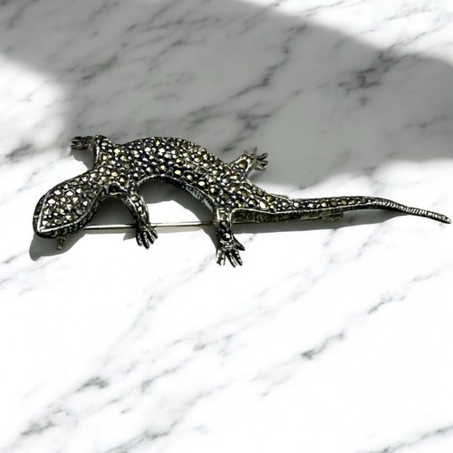 Broche lézard argent massif - broche,
