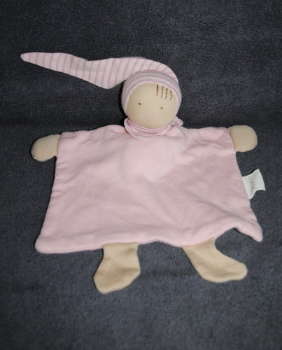 Doudou plat lutin poupée rose - poupée,