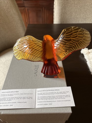 Lalique crystal amber eagle - lalique,