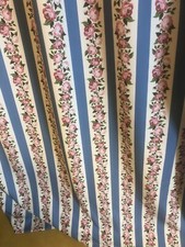 Superbe rideau pr français rayures baroques roses et bleues roses victoriennes 2,36 m L
