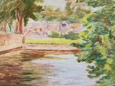 Belle Peinture Gouache marouflée Toile 1920 Élysée Cavaillon Groupe Schnegg Art