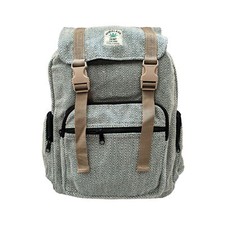 Sac à Dos en Chanvre Népalais - Bleu Clair avec Motif Herringbone Blanc