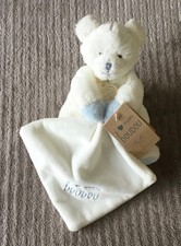 Peluche Ours blanc bleu pantin