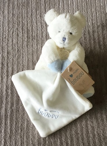 Peluche ours blanc - blanc, bleu