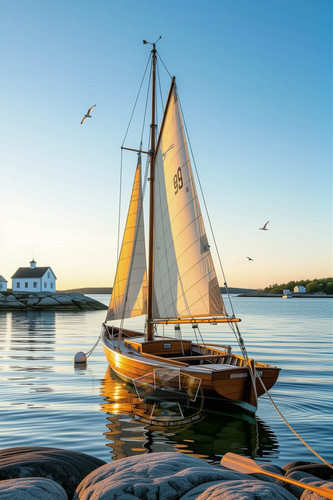 Gaff rigged wooden daysailer - gaff-rigged,