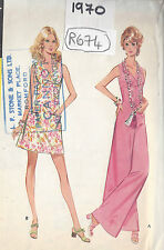 Patron De Couture Vintage 1970 B34 JUMPSUIT Et Robe (R676)