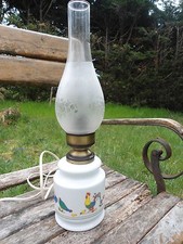 LAMPE PORCELAINE BLANCHE + VERRE COQ POULE NEUVE FONCTIONNELLE DECO FAB. FRANCE