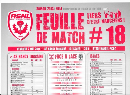 Feuille match asnl - feuille, de