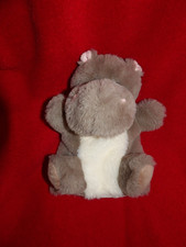 Doudou Marionnette Histoire d'Ours Hippopotame Marron Blanc Rose