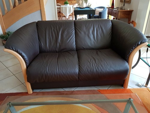Canapé vintage cuir marron - marron,
