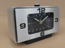 Ancien réveil JAZ ELECTRONIC LAGIC alu vintage déco MARCHE old alarm clock