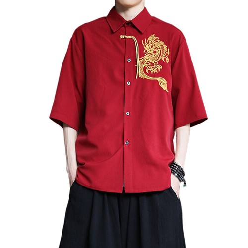 Chemise brodée dragon chinois - chemise,