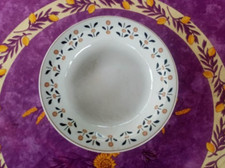 Plat Rond Creux ancien Faience Saint Amand Modèle Vannes Décor Orange Noir 27cm